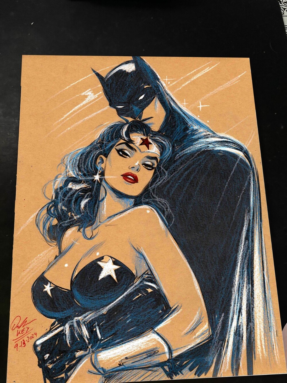 Batman & Wonder Woman Art Print Signed 8.5x11 | Art by Keyeske
